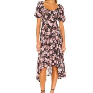 Yumi Kim Gemma Dress Mystic Garden Floral Pink Black Puff Sleeves Size Small